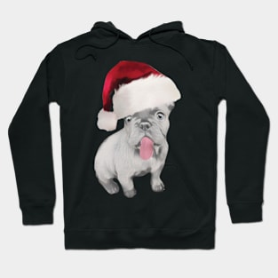 Funny French Bulldog In Santa Hat Hoodie